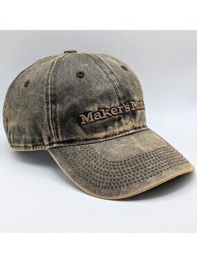 Maker's Mark Hat Cap Brown Strapback One Size Waxed Canvas Embroidered